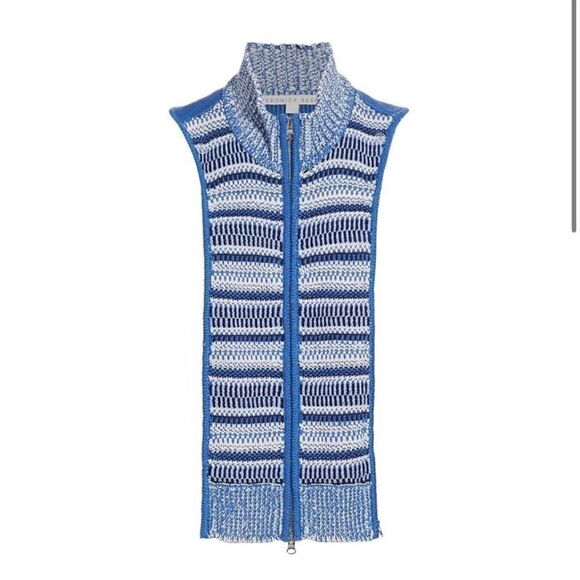 Veronica Beard Vivi Front Zip Mercerized Cotton Sweater Dickey NWT $258 - Picture 3 of 9